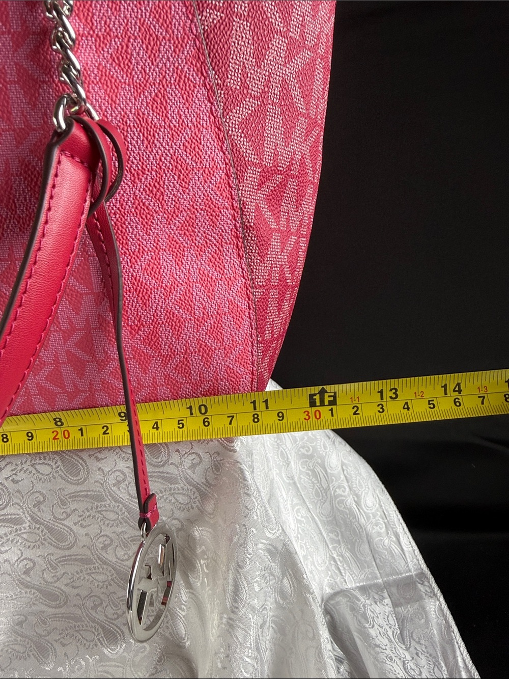 Michael Kors Hot Pink Monogram Chain-Handle Shoulder Bag - Picture 6 of 6